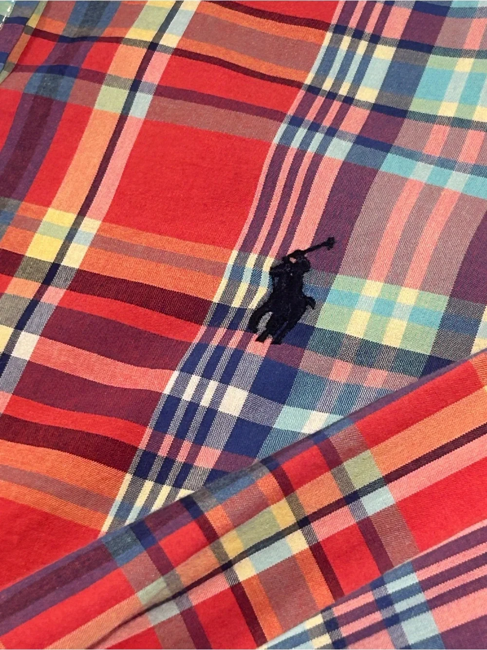 Polo Ralph Lauren Boys Size 8 Red Blue Plaid Long Sleeve Button Down Shirt